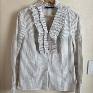 Tribal Black and White Pinstripe Blouse